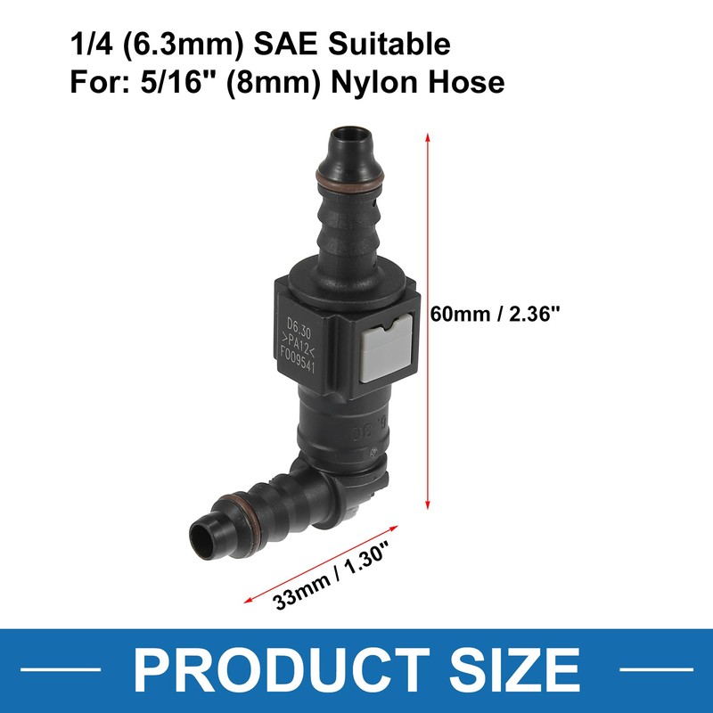 A ABSOPRO 90 Degree Fuel Line Hose 1/4 6.3mm SAE