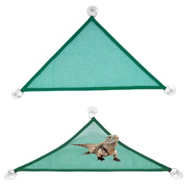 Bearded Dragon Hammock Pack - 2 PCS Breathable Mesh Reptile Bed, Rest Lounger Carrier for Axolotl, Geckos, Lizard Pet Tank Accessories, Green