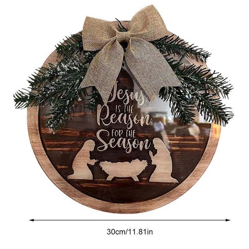 Nativity Scene Christmas Wreath for Front Door Outdoor Indoor Wall