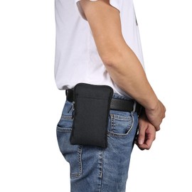 Small Crossbody Cell Phone Bag, Phone Waist Bag Black, 6.9" Ladies Men Travel Shoulder Crossbody Pouch with Shoulder Strap Zipper Handbags Wristlet Pocket Wallet Belt Clip with Locking Carabiner Hook