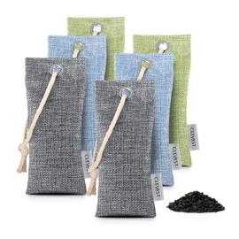 CLEVAST Bamboo Charcoal Air Purifying Bags (6×75g), Removes Odors and Moisture, Nature Fresh Air Purifier Bags, Deodorizer Eliminator, Purifier for Closet, Shoe, Large Room, Car Air freshener