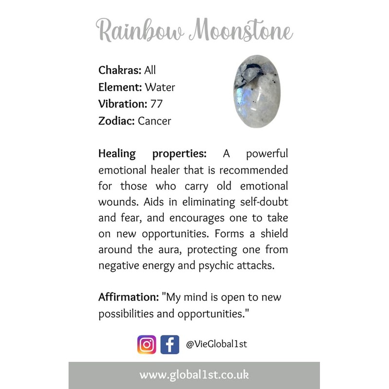 VIE Mini Crystal Heart, 2-3cm, Rainbow Moonstone