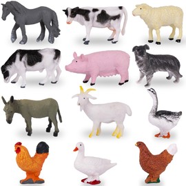 ArtCreativity - cifras de animales de granja - El juego de cifras de animales de granja incluye 12 piezas - Decoración de pasteles de animales de granja de 2 pulgadas con un diseño realista, recuerdos