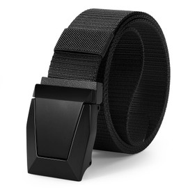 WERFORU Men Tactical Belt Nylon Belts for Men Military Belt for Men Nylon Web Belt with Metal Buckle Quick Release-Work Military Hiking(Black，39"-45" Waist Adjustable（Length 50"）