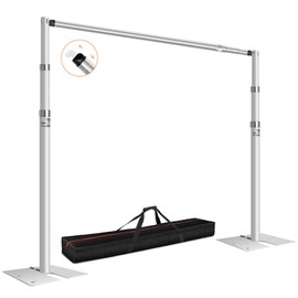 FUDESY Pipe and Drape Backdrop Stand Kit, 8.6x10ft Heavy Duty Backdrop Stand Adjustable Background Frame with Metal Base for Photography Wedding Parties Events Decoration