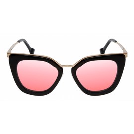 Calabria S09 Cat Eye Pink Tint FL-41 Reading Glasses +3.50 Black Silver Women Blue Light Sensitivity Migraine FL41 Readers