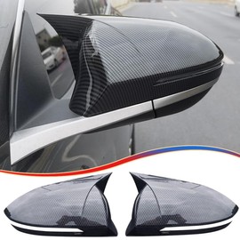 MUXEE 2PCS New Sports Rear Mirror Cover Caps for Hyundai Tucson 2022 2023 2024 2025 ABS Side Door Wing Mirror Cap Covers Exterior car Accessories -Carbon Fibe（Suitable for Models with Turn Signals