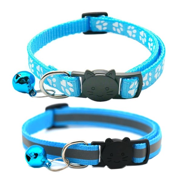 Hepplly 2-Pack Cat Collars Quick Release Reflective Kitten Collar with