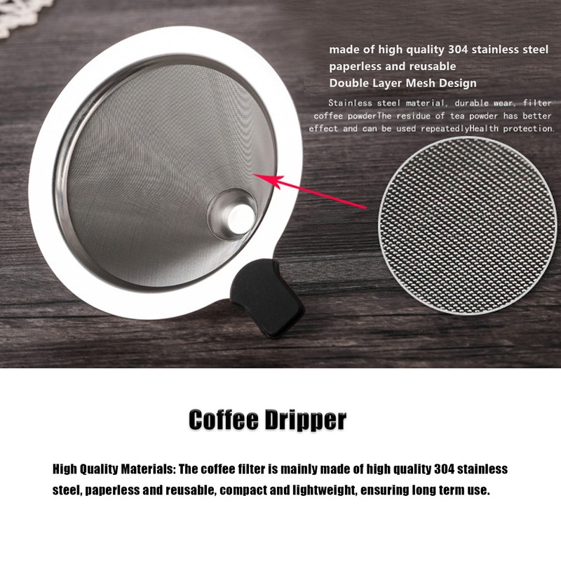 Coffee Dripper Stainless Steel Reusable Pour Over Coffee Dripper for