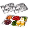 2 Pack Stainless Steel Snack Containers with Lids, Rectangular Divided