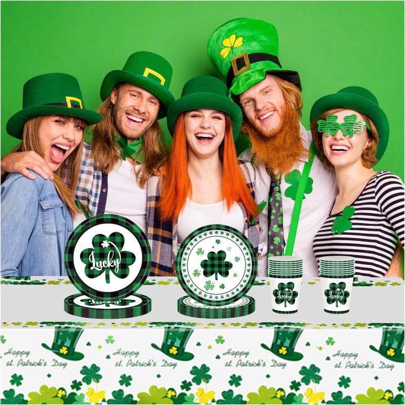 HONGCI 2 Pack St Patricks Day Table Cloth Disposable Rectangular