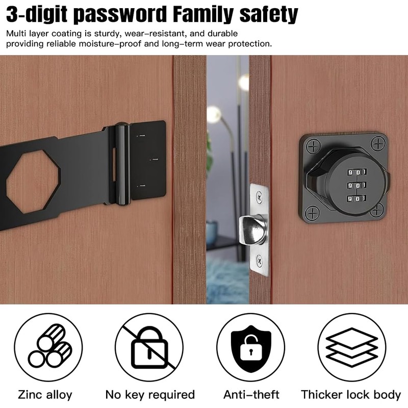 BNGXR Security Hasp Lockable, Safety Hasp with Combination Lock, Security