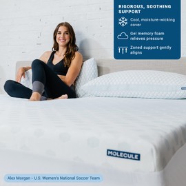 MOLECULE 3" Triple Zone PRO Pressure-Relieving Gel Memory Foam Mattress Topper, Twin