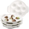 Okllen 4 Pack Ceramic Escargot Plates with 6 Holes and