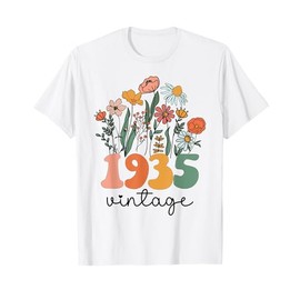 90 Years Old Vintage 1935 90th Women Birthday Wildflower T-Shirt