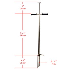 WYDDDARY Pedal Type Soil Sampler Probe 2inch Diameter Stainless Steel Soil Probe Rod with Rubber T-Style Handle and Foot Pedal Soil Test Kit Grips for Soil Sampling Plant Care Garden Lawn Farm