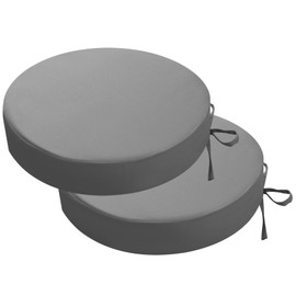 PRIMEPATIO Round Outdoor Chair Cushions, Set of 2, Waterproof Outdoor Seat Cushions, Colourfast Patio Chair Cushions with Ties, Patio Furniture, 35 x 35 cm, Grey