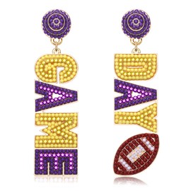Football Earrings for Women Beaded Game Day Earrings Rhinestone Football Team Drop Dangle Earrings Football Mom Accessories Sports Jewelry Gifts, Zinc, Rhinestone