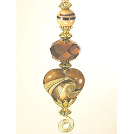 Gold Heart with Copper Bronze Glass Ceiling Fan Pull Chain