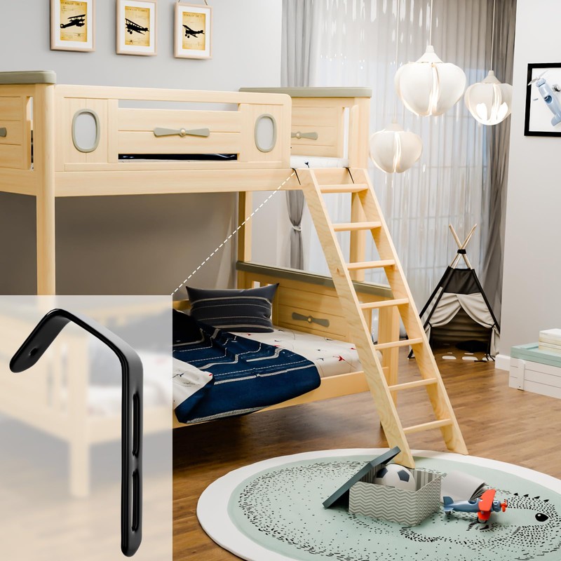 4 Set Angled Bunk Bed Ladder Hooks PVC Adjustable Coated