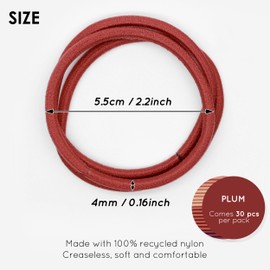 Qooocy No Damage Elastic Hair Ties, 4mm Thick Rubber Bands for Women & Kids, Perfect for Ponytails, Braids & All Hair Types, 30 PCS, Plum
