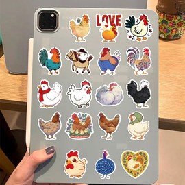 50pcs Chicken Stickers Vinyl Waterproof Stickers for Laptop,Guitar,Motorcycle,Bike,Skateboard,Luggage,Phone, Gift for Kids Teen Birthday Party (blue1)