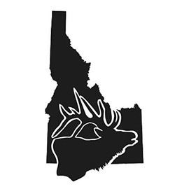 SixtyTwo24 Idaho State Elk Sticker - 5" Decal {Black}- ID Hunter, elk Sticker, Idaho State Home Sticker, Bow, Huntin