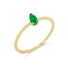 Dainty 10k Yellow Gold Solitaire Emerald Pear-Shaped Modern Engagement Rope