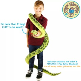 VIAHART Gustavo The Green Anaconda | 100 Inch Stuffed Animal Plush | By TigerHart Toys