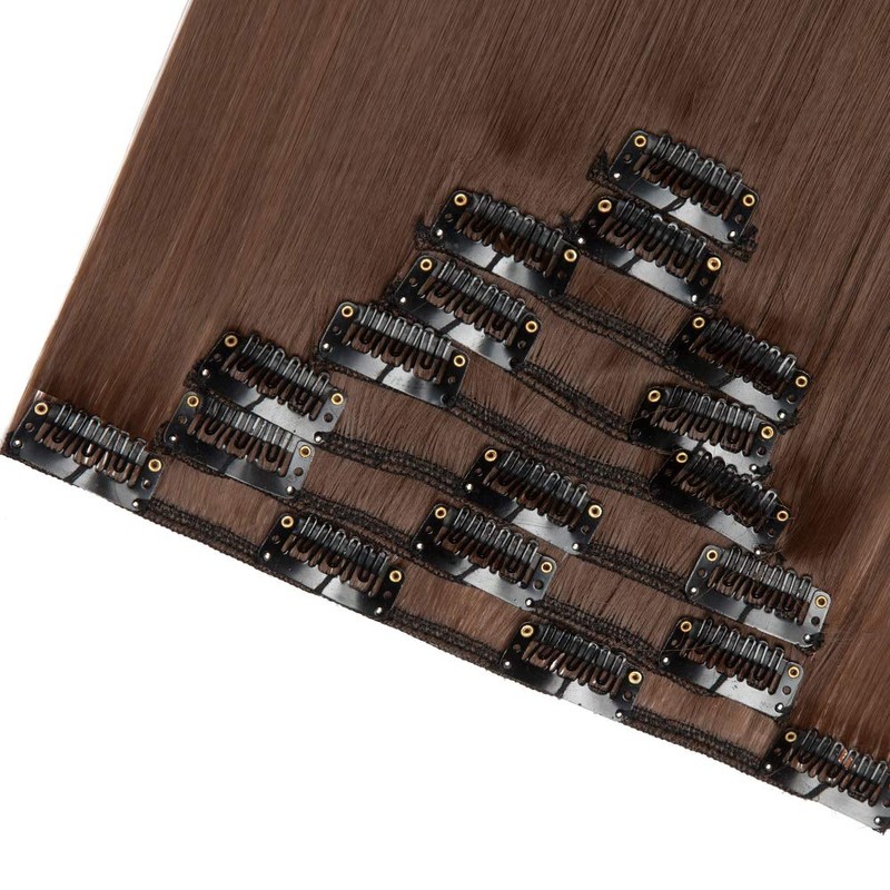Clip-in hair extensions, 8 wefts like real hair, straight
