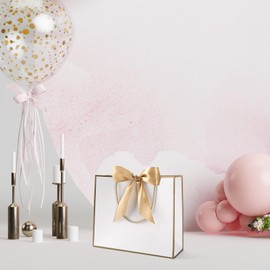 Gift Bag with Bow, White Gift Bag for Birthday, Wedding, Christmas, 32 x 25 x 10 cm (White, Pack of 8)