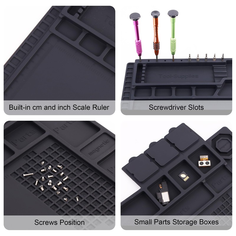 Premium Heat Resistant 932°F Magnetic Silicone Soldering Mat Electronics Work