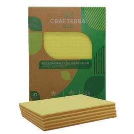 Washing up Biodegradable Dish & bathroom eco friendly Cellulose cleaning cloths. New, super absorbent cloth for wiping surfaces. Compostable Sustainable natural Vegan dishes Kitchen Accessories. 10PC