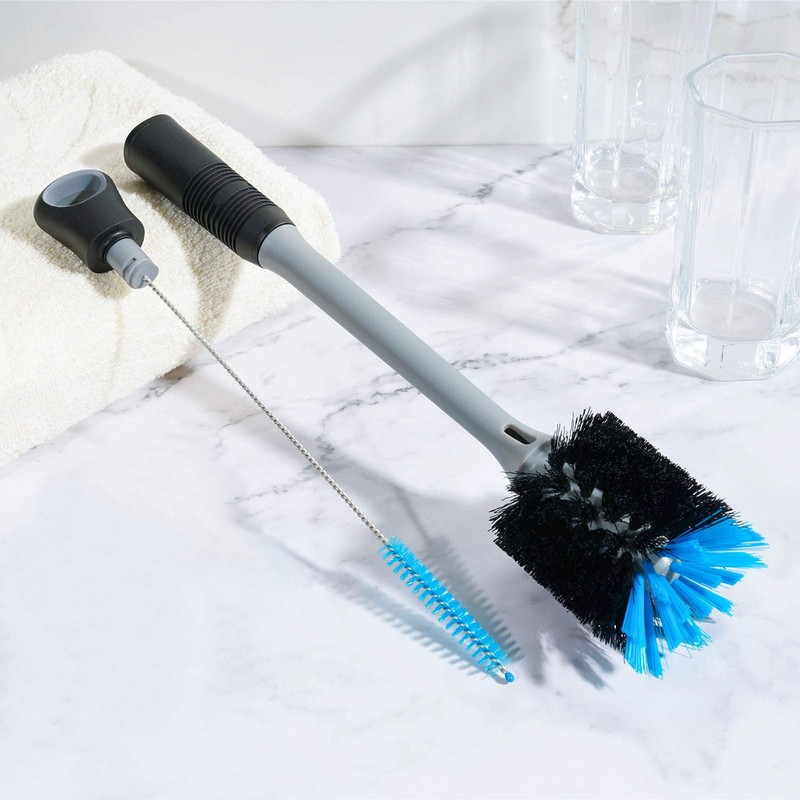 MOSOLAN 2-in-1 Bottle Brush with Straw Brush, Long Handle Water