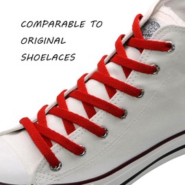 VSUDO VSUDO 2 Pairs 115 cm Flat Red Shoe Laces - 8mm Wide Laces for Trainers, Replacements for Canvas Sneakers