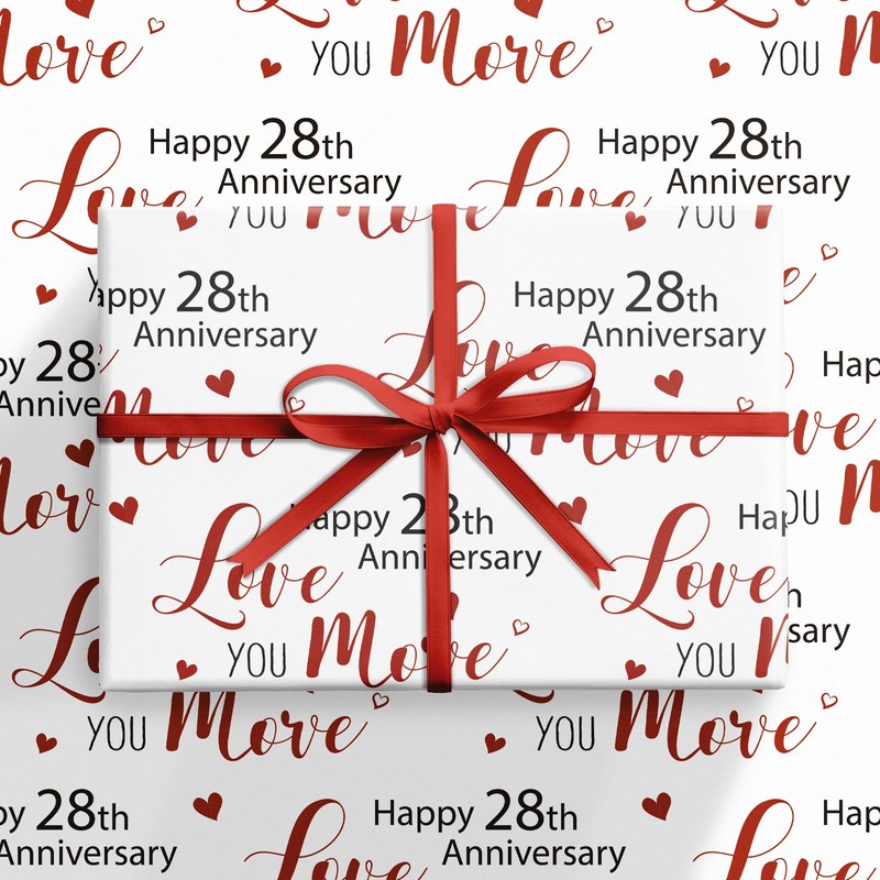 RUSPEPA Wrapping Paper Roll for 28th Anniversary - 17 Inches