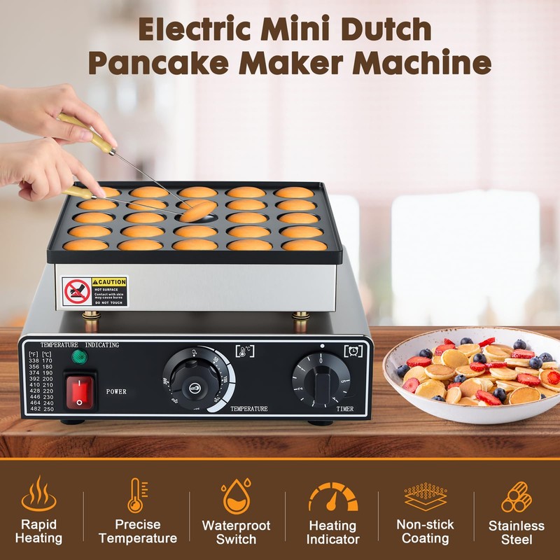 YODHOSA Commercial Mini Dutch Pancake Maker,25PCS Dorayaki Maker,Non-stick Dutch Poffertjes