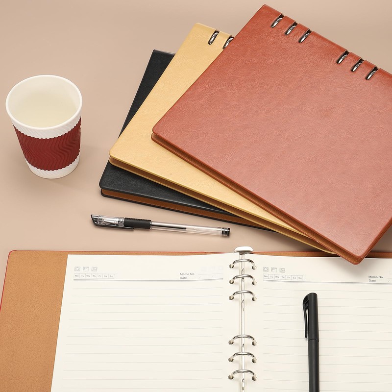 PATIKIL B5 Refillable Leather Notebook, 9 Ring Hardcover Binder Notebook