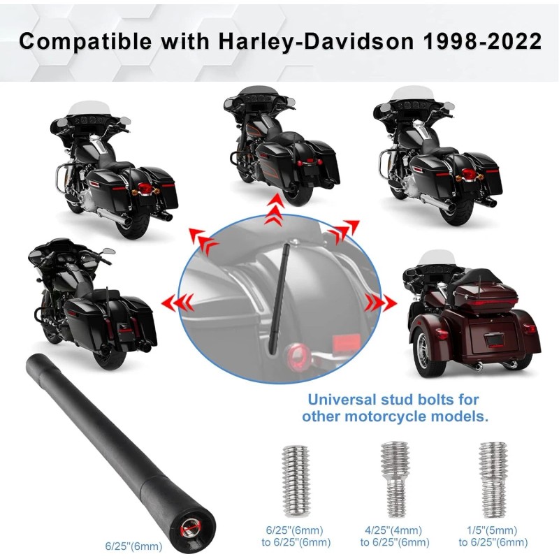 JDMON 2Pack 7" Motorcycle Short Antenna For Harley Davidson 1989-2022