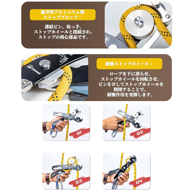 Keenso Suspending Descent Descender Rope Clamp Grab Climbing Descender Self-Braking