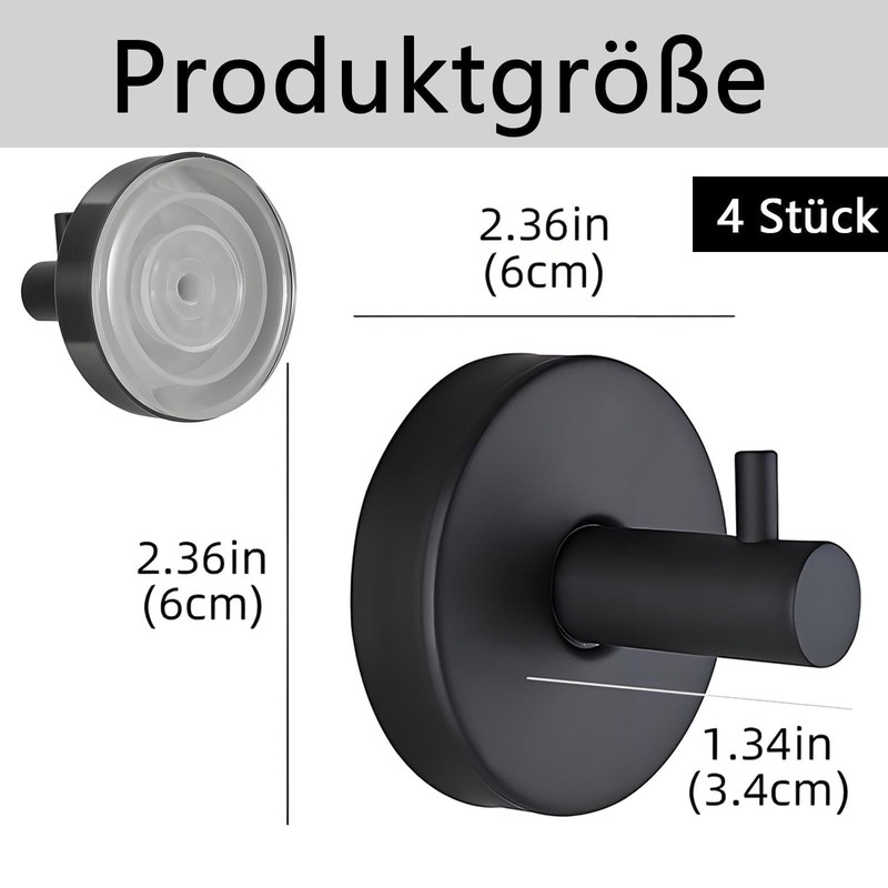 ClcIosis Pack of 4 Suction Cups with Hooks with Suction