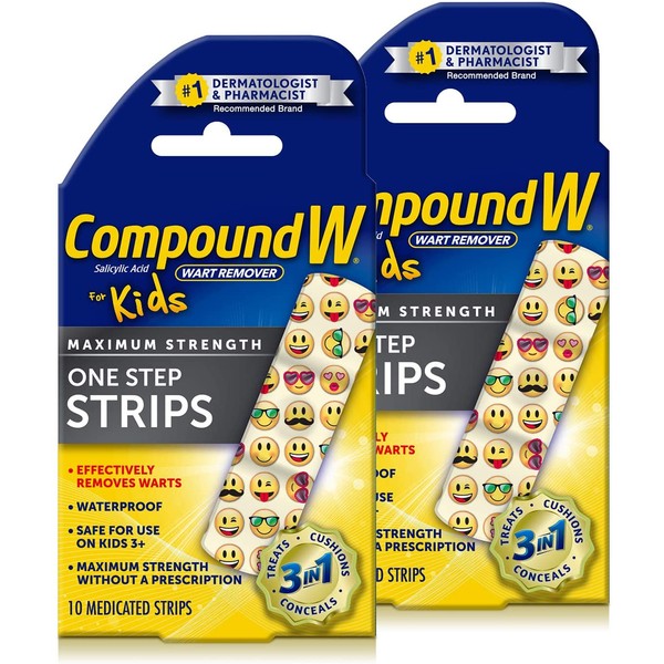 Compound W One Step Medicated Strips For Kids | Wart Removal | 10 Strips | 2 Pack 10 Count (Pack of 2) 20 Count