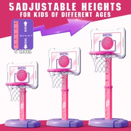 Toddler Basketball Hoop Indoor for Kids, Height Adjustable Poolside Basketball Hoop with 3 Balls for Outdoor Game, Portable Mini Basketball Goal Sport Toys Gift for Toddler Boy Girl Age 2 3 4