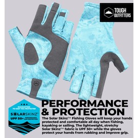 Tough Outdoors UV Fishing Gloves - Fingerless Fishing Gloves Men & Women - UPF 50+ Sun Gloves - UV Protection Kayaking Gloves - Sun Protection Fishing Gloves - Paddling Gloves & Sailing Gloves