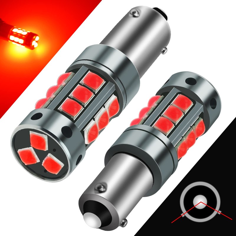 2pcs AC/DC 9-36V H21W LED Bulbs Red,Error Free BAY9S 64136