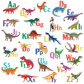DECOWALL DS9-8080 Learning Dinosaur Alphabet Colorful Wall Stickers ABC Dinosaurs Educational Decals for Kids Boys Bedroom Nursery Living Room Art Home décor Letters Classroom playroom Decorations