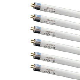 Accway (6 pack) F8T5/WW 12’’ Linear Fluorescent Light Bulb, 8W Warm White T5 Tube, 3000K Soft white Lamp, G5 mini Bi Pins Base Replacement for Under Cabinet Light, RV, Closet