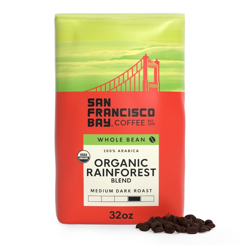 San Francisco Bay Whole Bean Coffee, Organic Rainforest Blend (32
