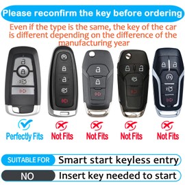 Tukellen for Ford Key Fob Cover Soft TPU Full Protection Key Case Compatible with Fusion Explorer Escape F150 F250 F350 F450 F550 Mustang Edge Maverick Expedition Lincoln Aviator (Red, 4 Buttons)