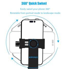 Cell Phone Tripod Mount Holder, Smartphone Tripod Cell Phone Holder Mount Adapter Clip, Digtal Camera Bracket Selfie Lens Monopod Adjustable Ring Light for Camcorder,Compatible for Most Cellphones